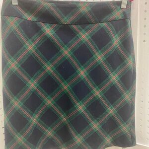 Talbots Navy and Green Plaid Pencil Skirt